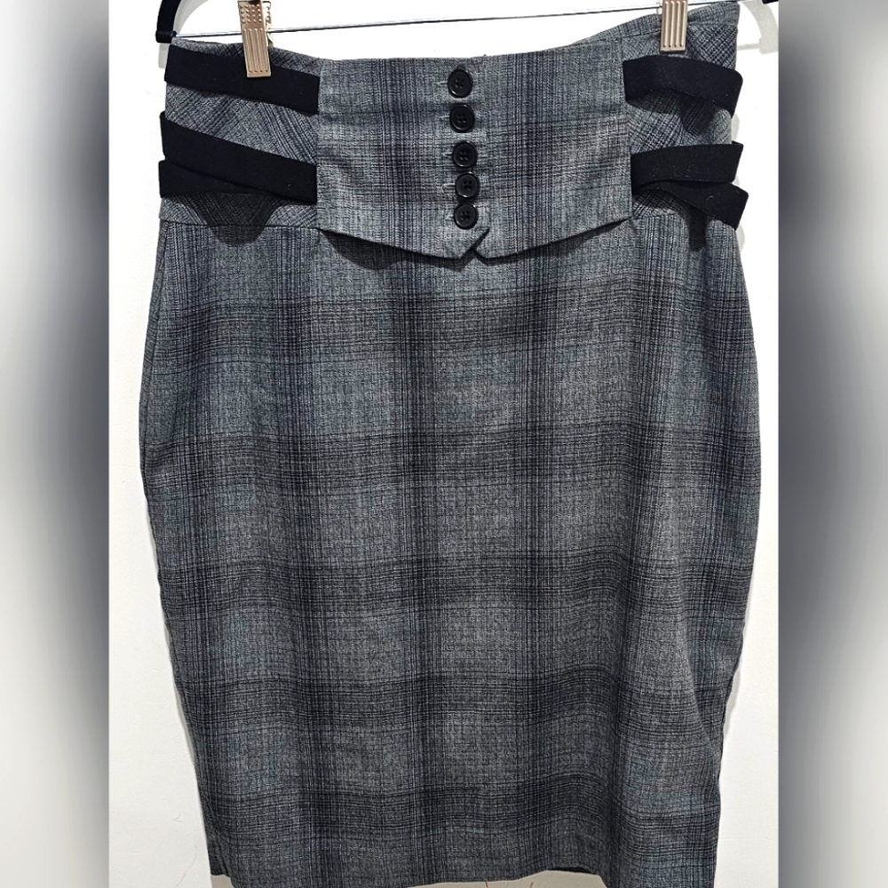 Grey high waisted midi skirt